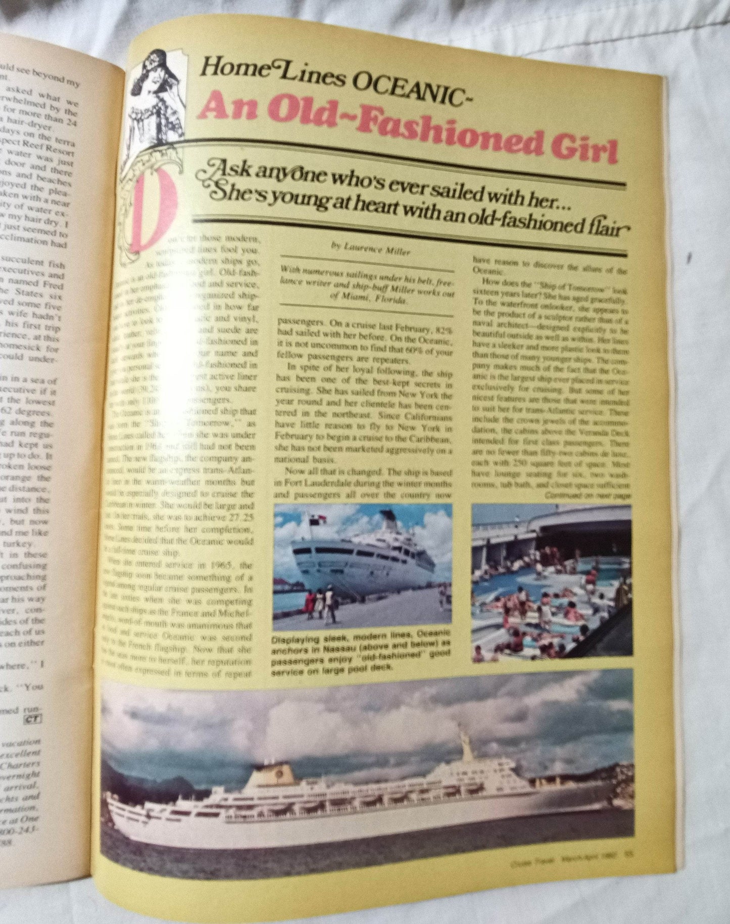 Cruise Travel Magazine April 1982 Rotterdam Oceanic QE2 Southward Sitmar TulipStuff