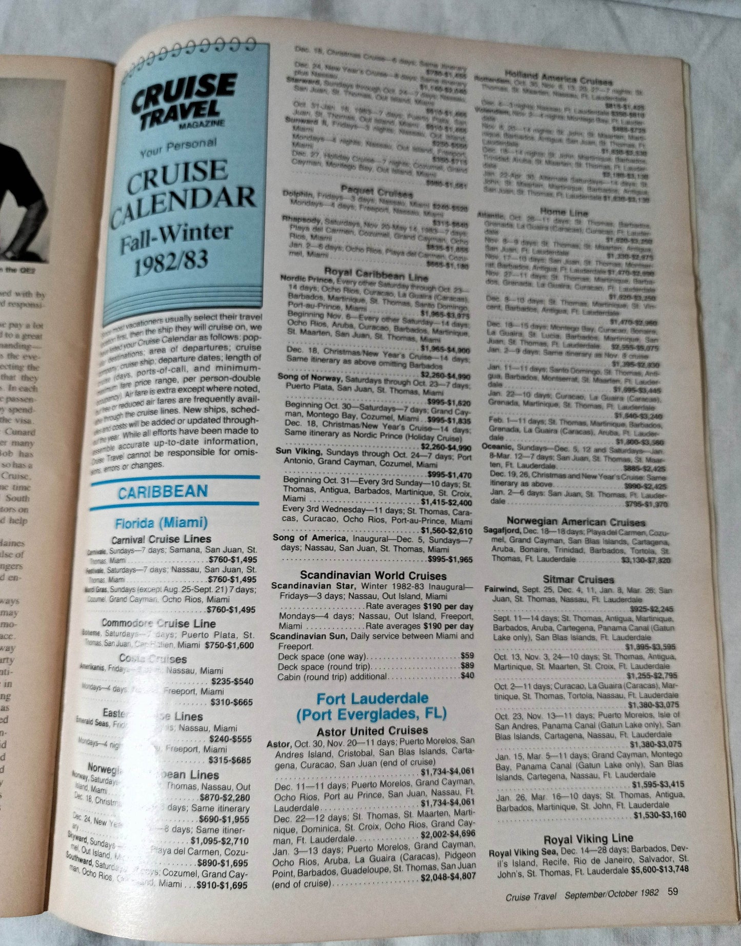 Cruise Travel Magazine October 1982 Tropicale Sitmar Nordic Prince - TulipStuff