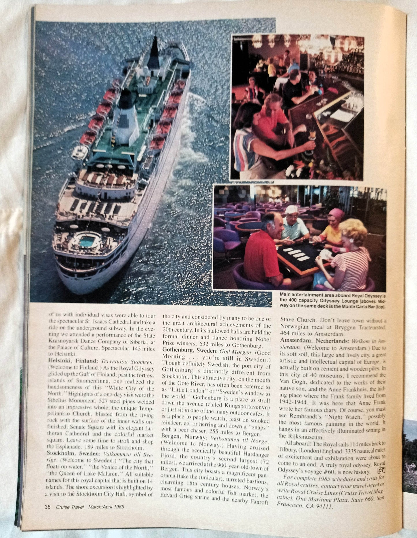 Cruise Travel Magazine April 1985 Royal Odyssey Ocean Princess - TulipStuff