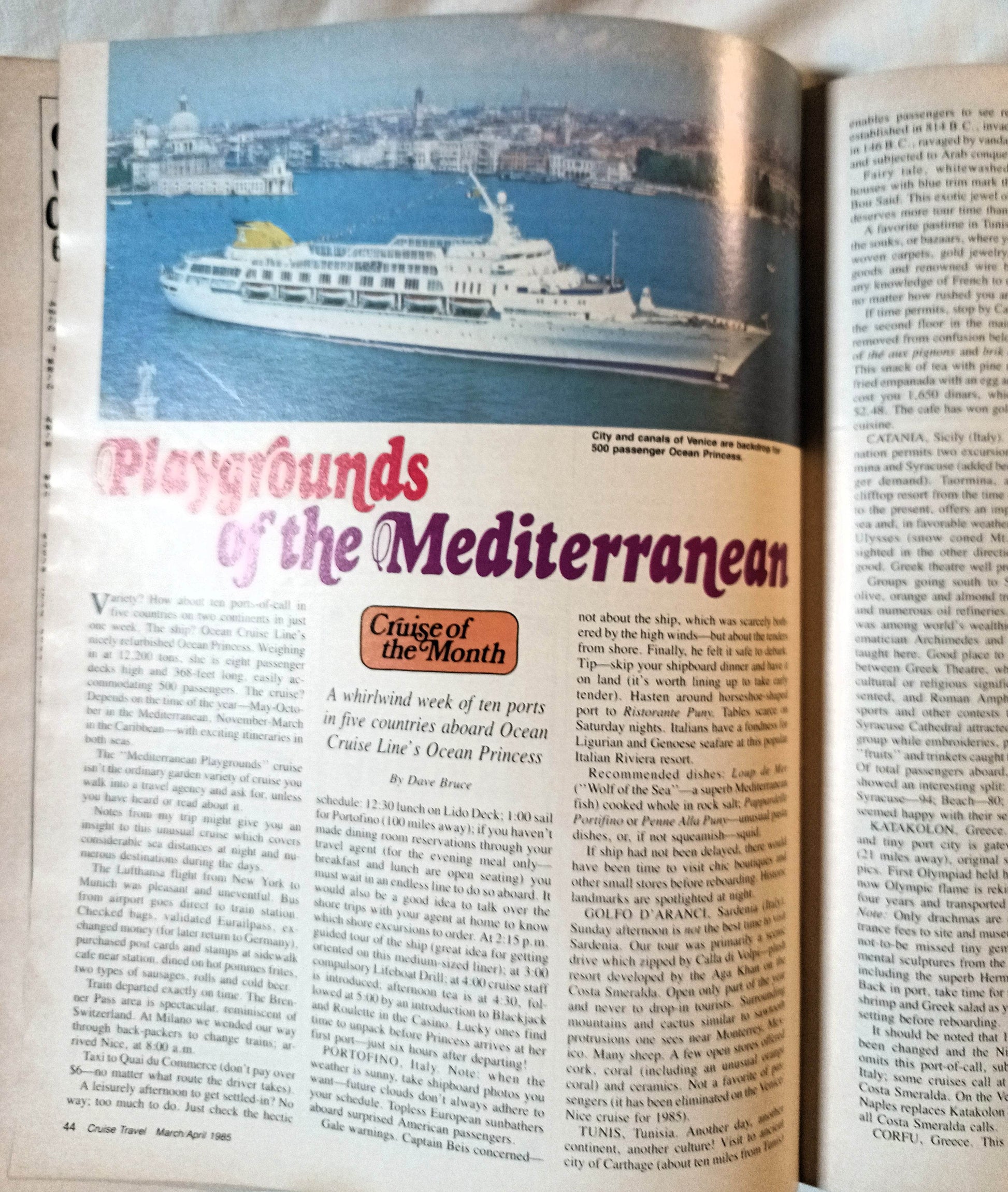Cruise Travel Magazine April 1985 Royal Odyssey Ocean Princess - TulipStuff