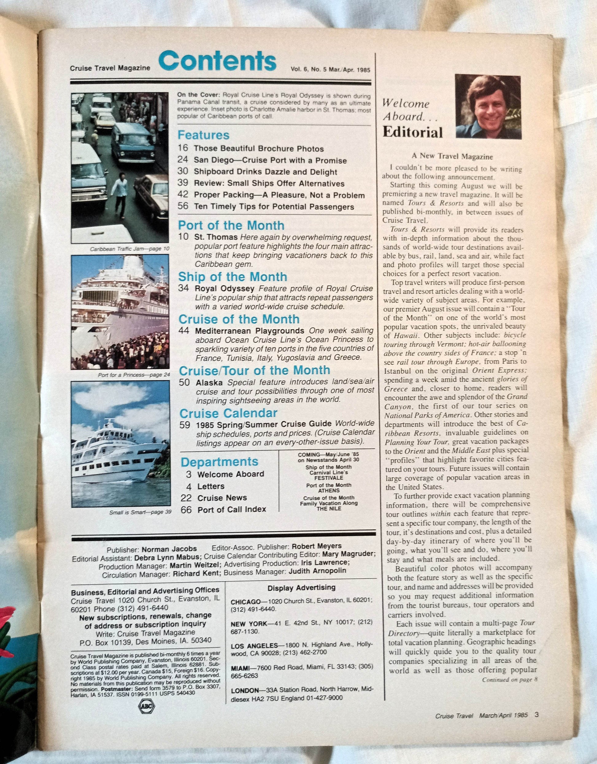 Cruise Travel Magazine April 1985 Royal Odyssey Ocean Princess - TulipStuff