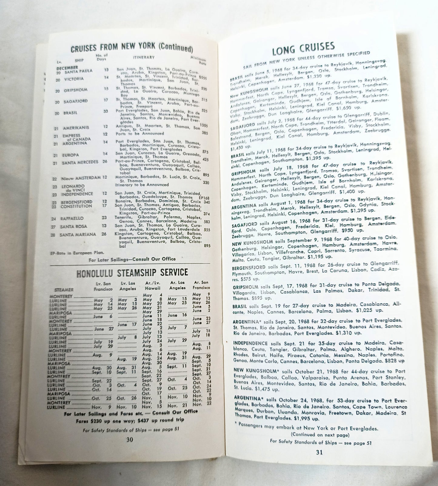 Cruises and Tours Everywhere Steamship Schedules Air Fares May 15 1968 - TulipStuff