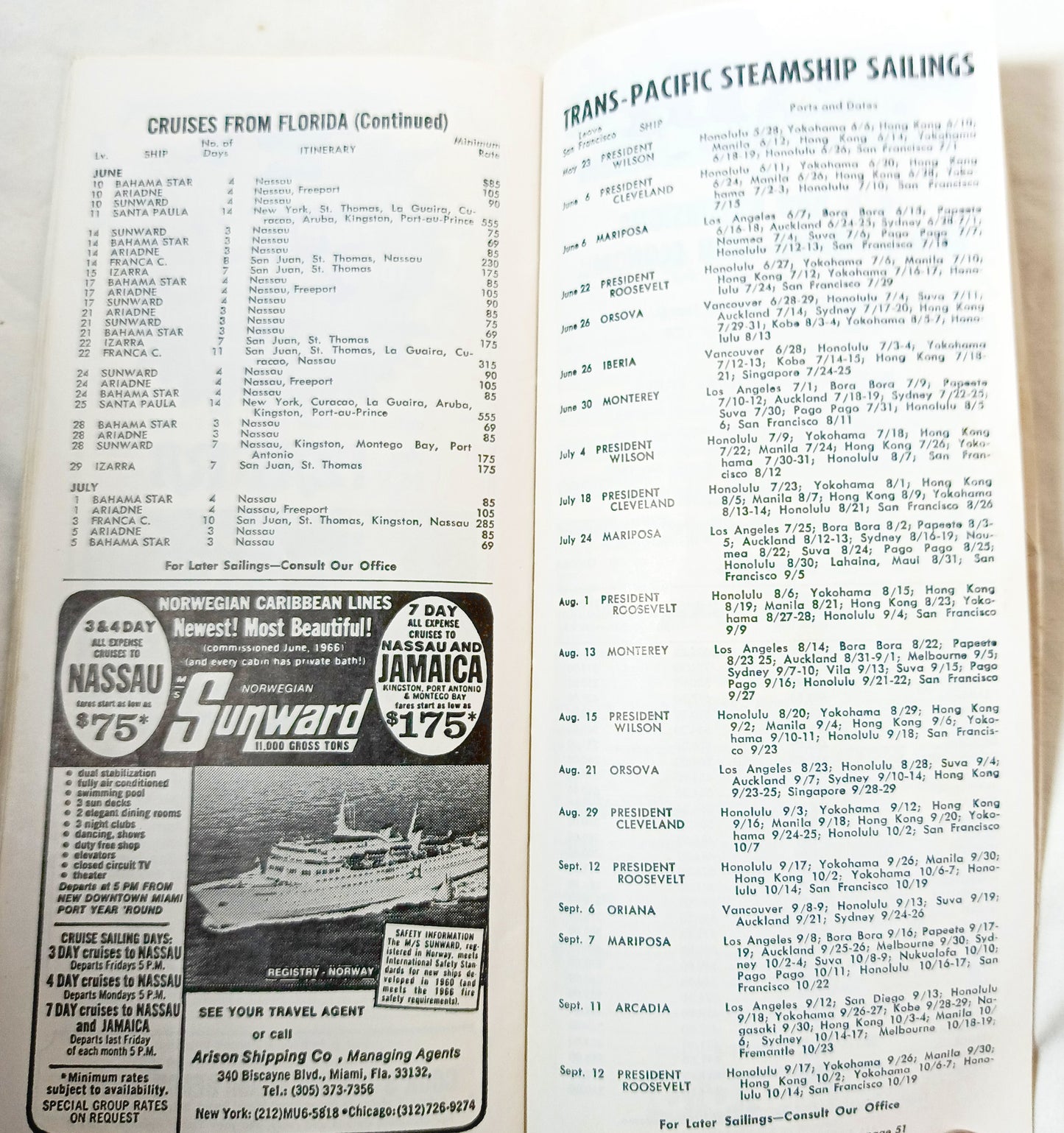 Cruises and Tours Everywhere Steamship Schedules Air Fares May 15 1968 - TulipStuff