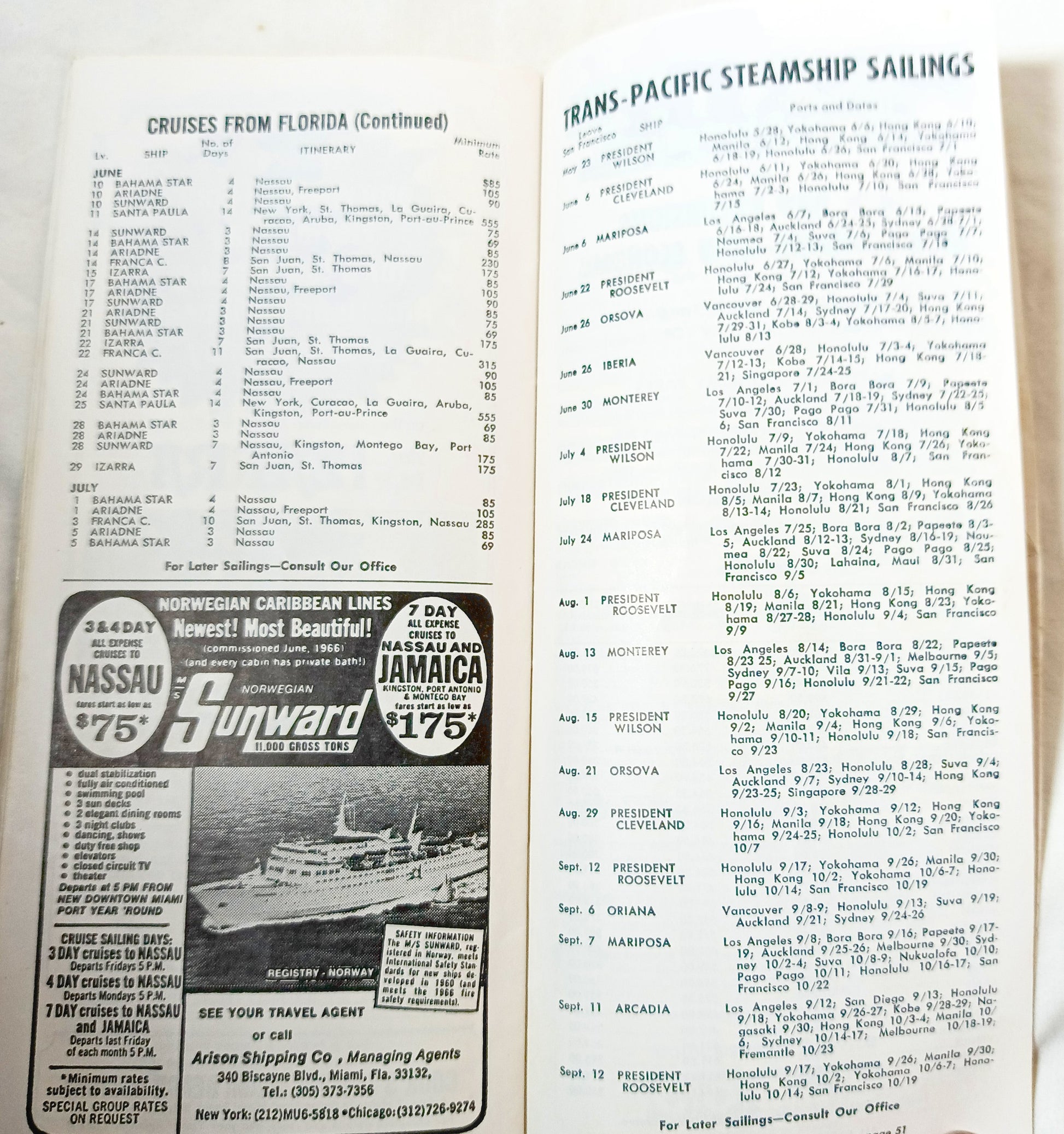 Cruises and Tours Everywhere Steamship Schedules Air Fares May 15 1968 - TulipStuff