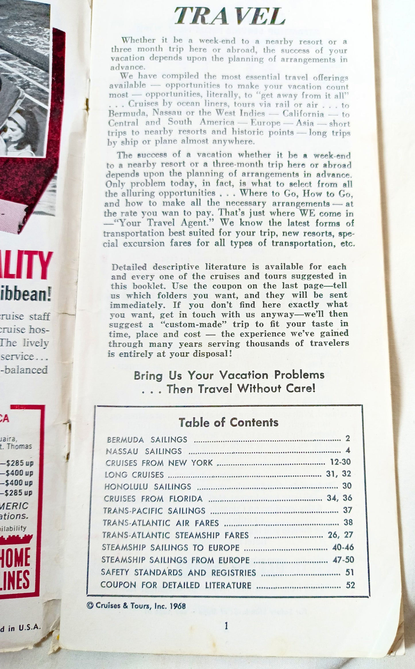 Cruises and Tours Everywhere Steamship Schedules Air Fares May 15 1968 - TulipStuff