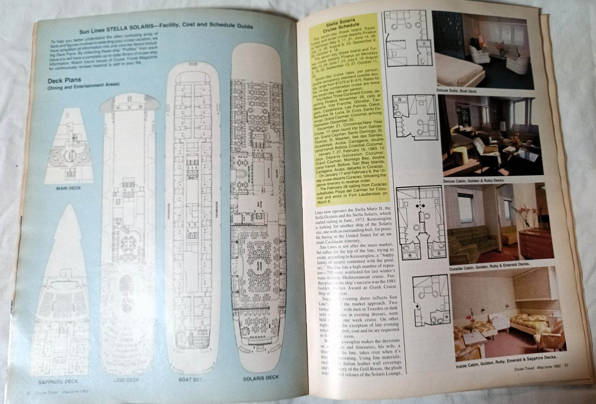 Cruise Travel Magazine June 1982 Stella Solaris Carla C Aquarius - TulipStuff
