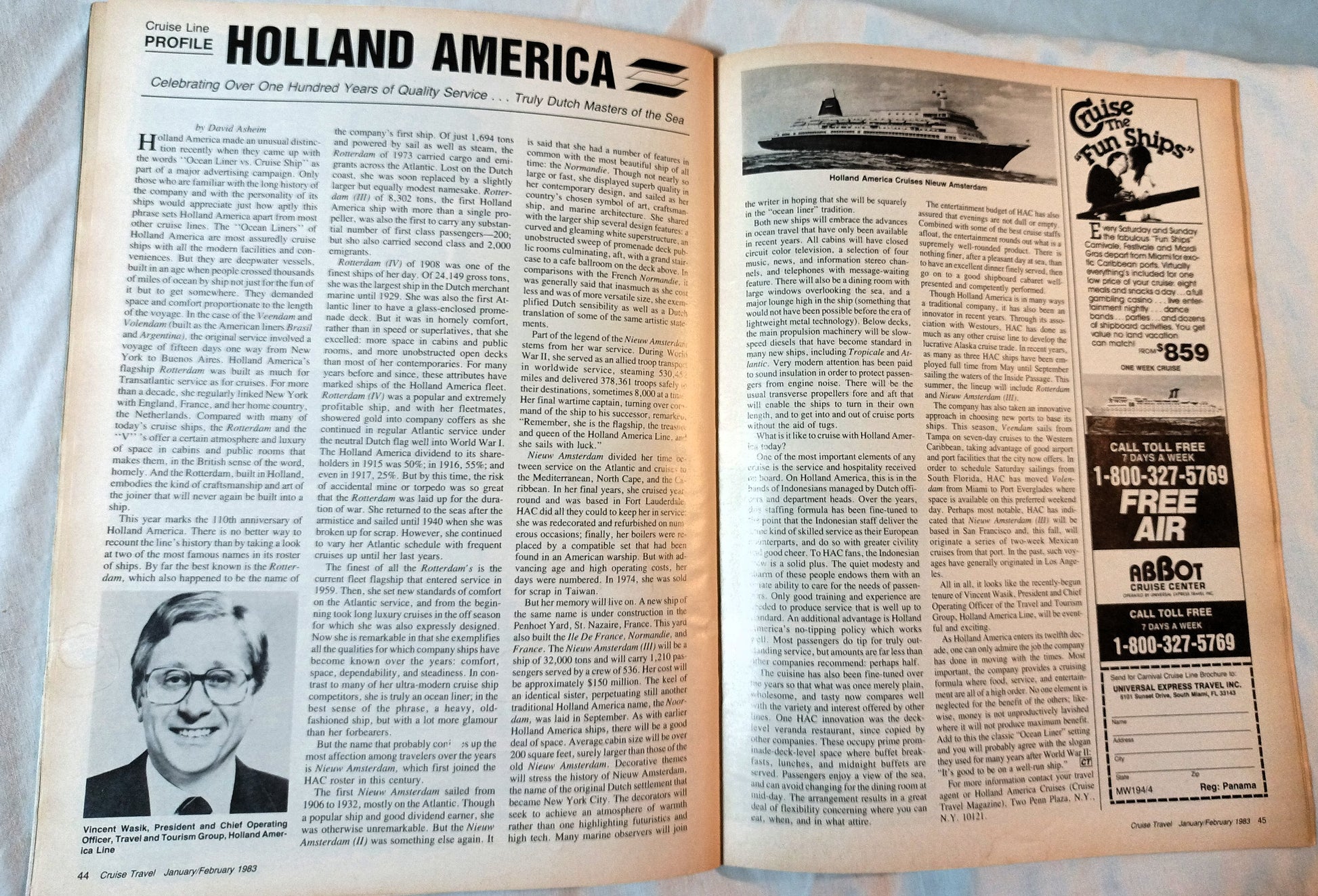 Cruise Travel Magazine February 1983 ss Norway Holland America - TulipStuff