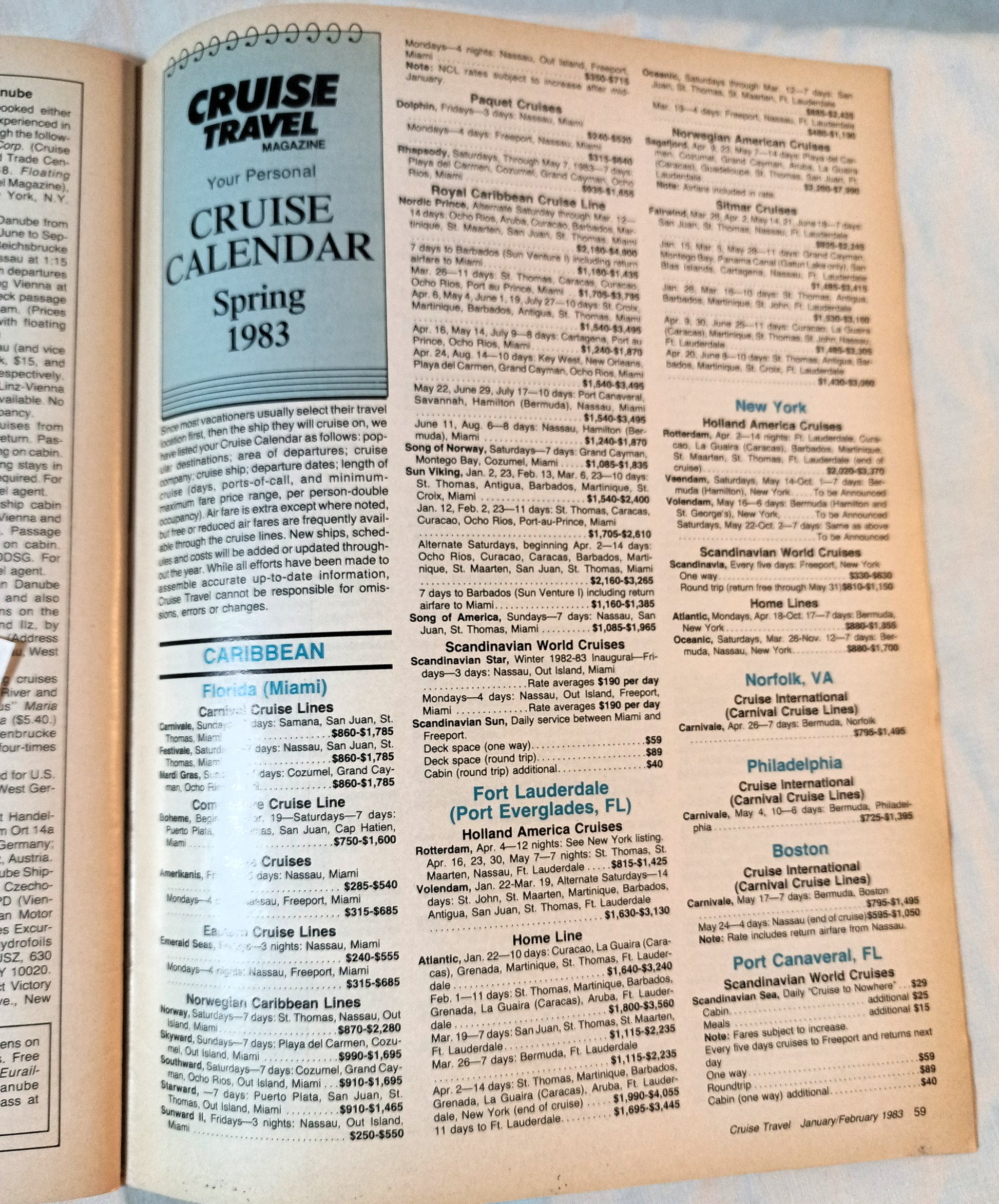 Cruise Travel Magazine February 1983 ss Norway Holland America - TulipStuff