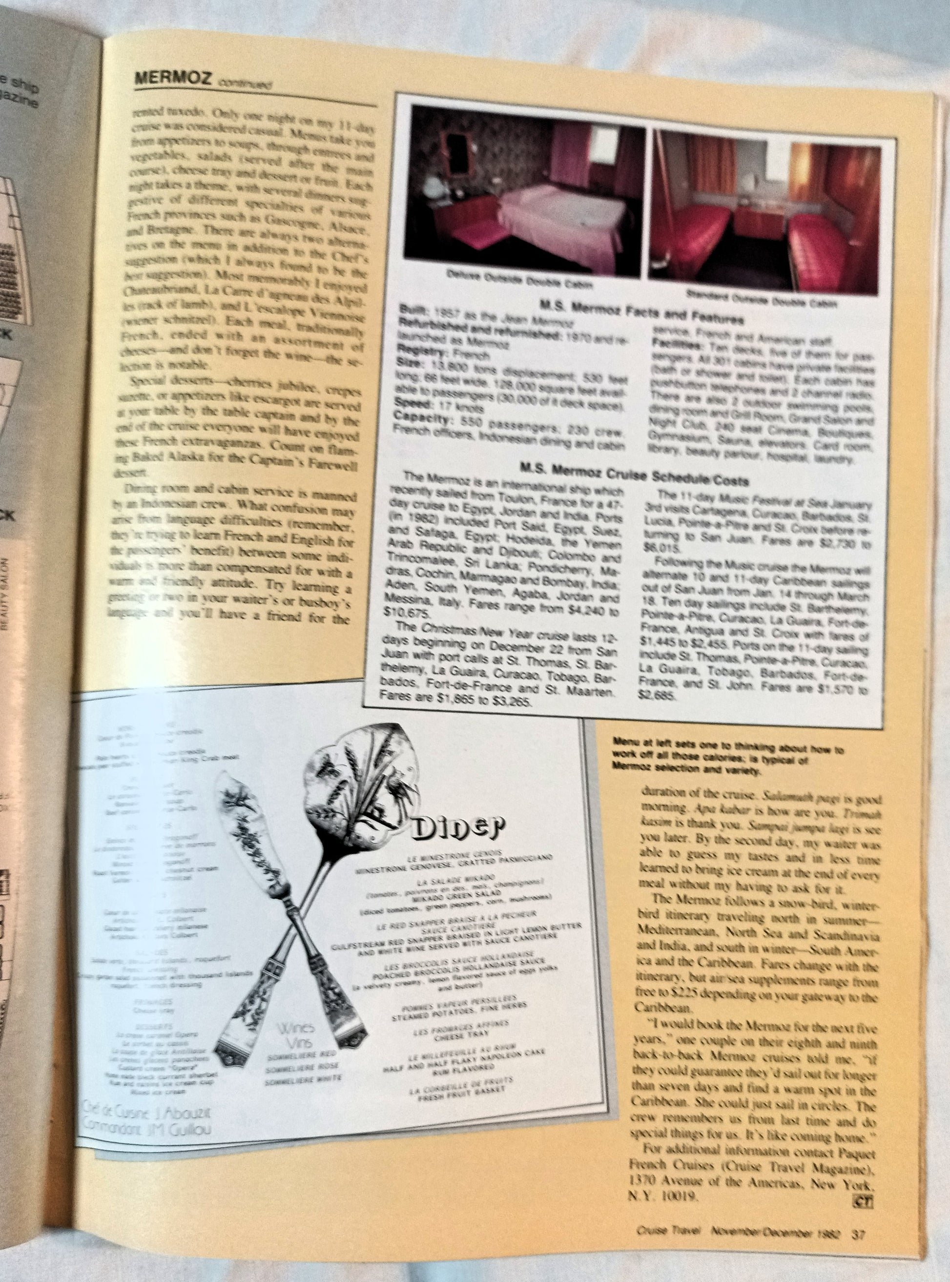 Cruise Travel Magazine December 1982 Mermoz Skyward Fairsea - TulipStuff