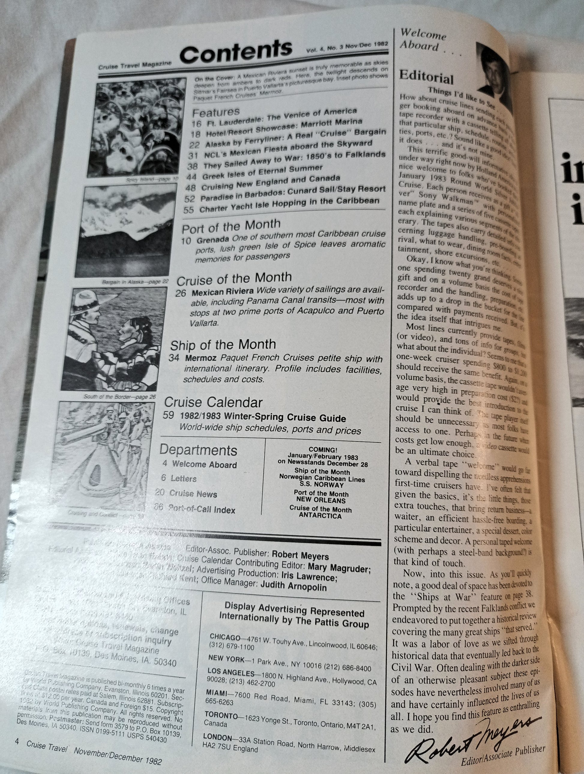 Cruise Travel Magazine December 1982 Mermoz Skyward Fairsea - TulipStuff