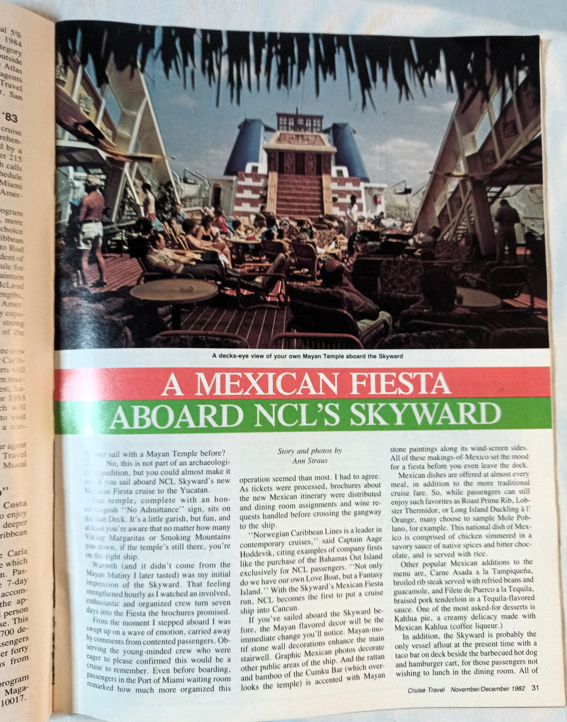 Cruise Travel Magazine December 1982 Mermoz Skyward Fairsea - TulipStuff