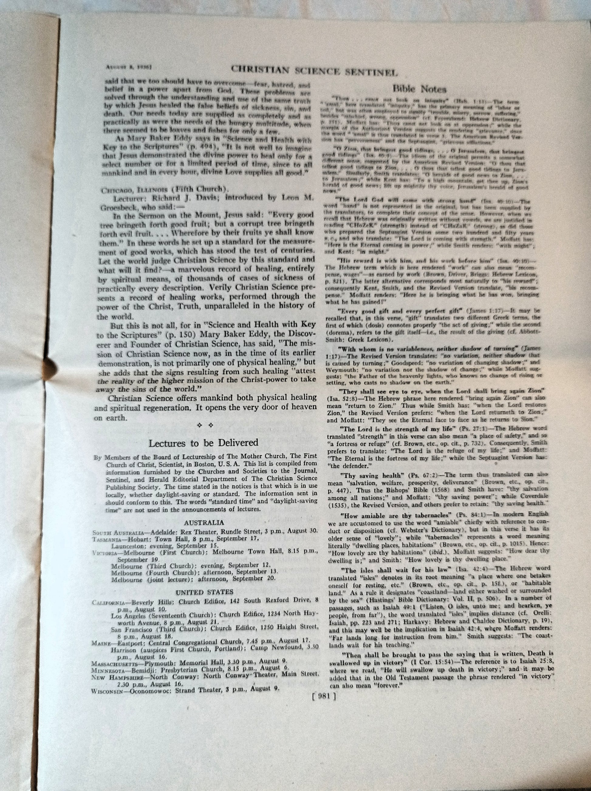 Christian Science Sentinel August 8th 1936 Mary Baker Eddy Helen Wood Bauman - TulipStuff