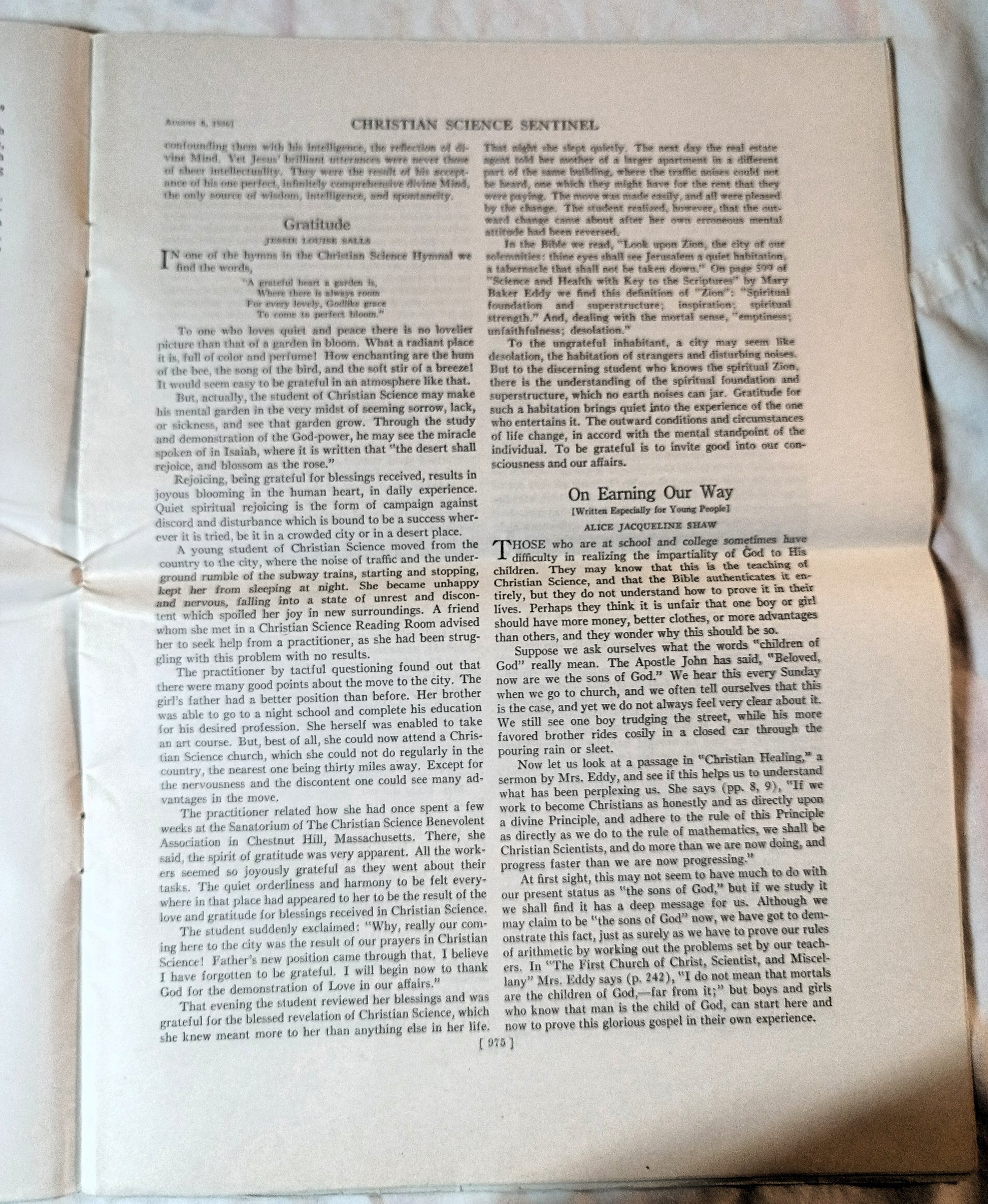 Christian Science Sentinel August 8th 1936 Mary Baker Eddy Helen Wood Bauman - TulipStuff