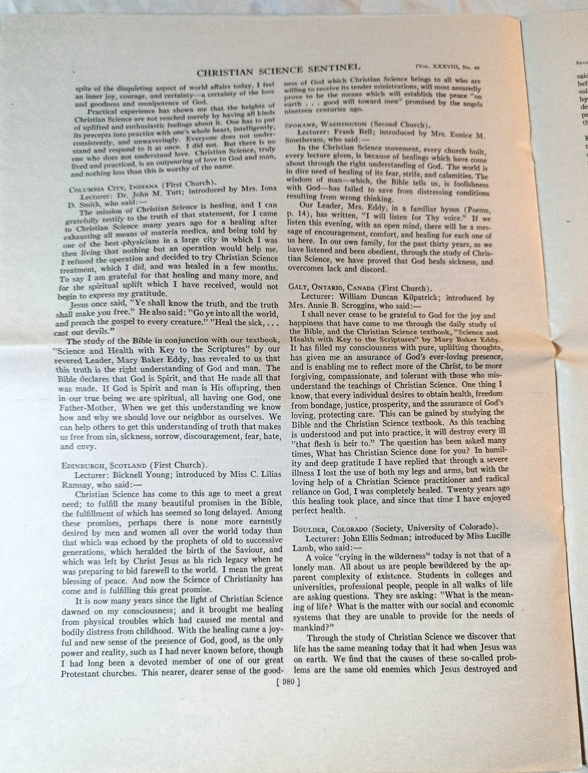 Christian Science Sentinel August 8th 1936 Mary Baker Eddy Helen Wood Bauman - TulipStuff