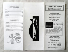 Load image into Gallery viewer, Cucina Di Pesce Restaurant E 4th St East Village NYC Takeout Menu 2001 - TulipStuff
