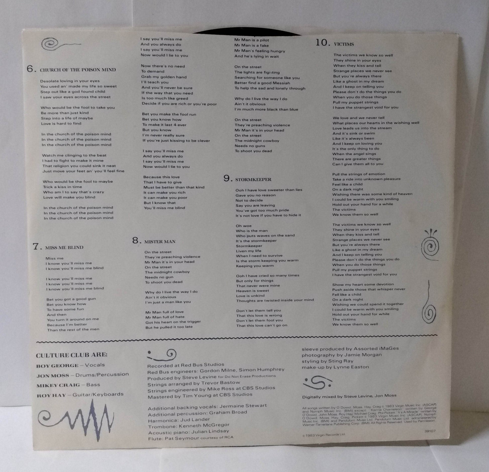 Culture Club Colour By Numbers New Wave 12" Vinyl LP Virgin 1983 - TulipStuff