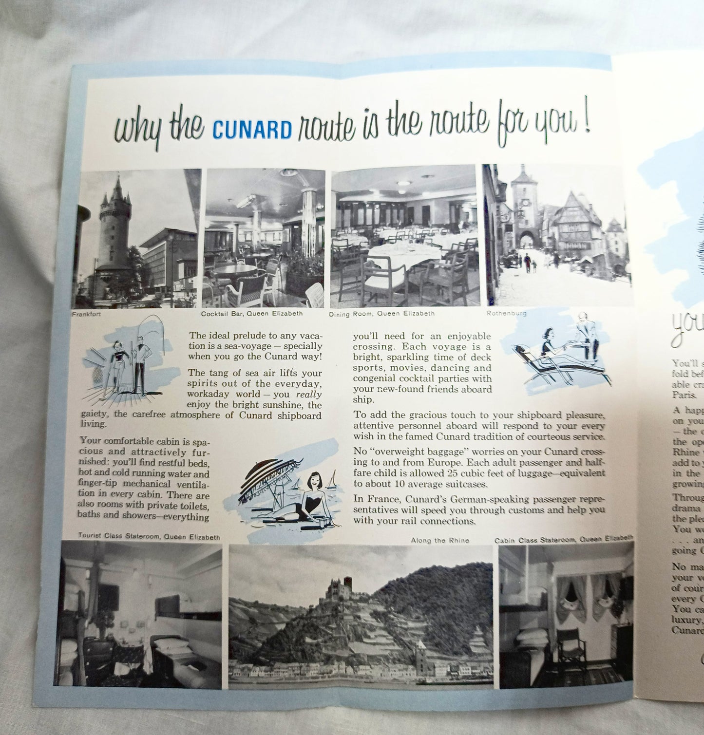 Cunard Line Express Route Germany Brochure Queen Mary Queen Elizabeth - TulipStuff