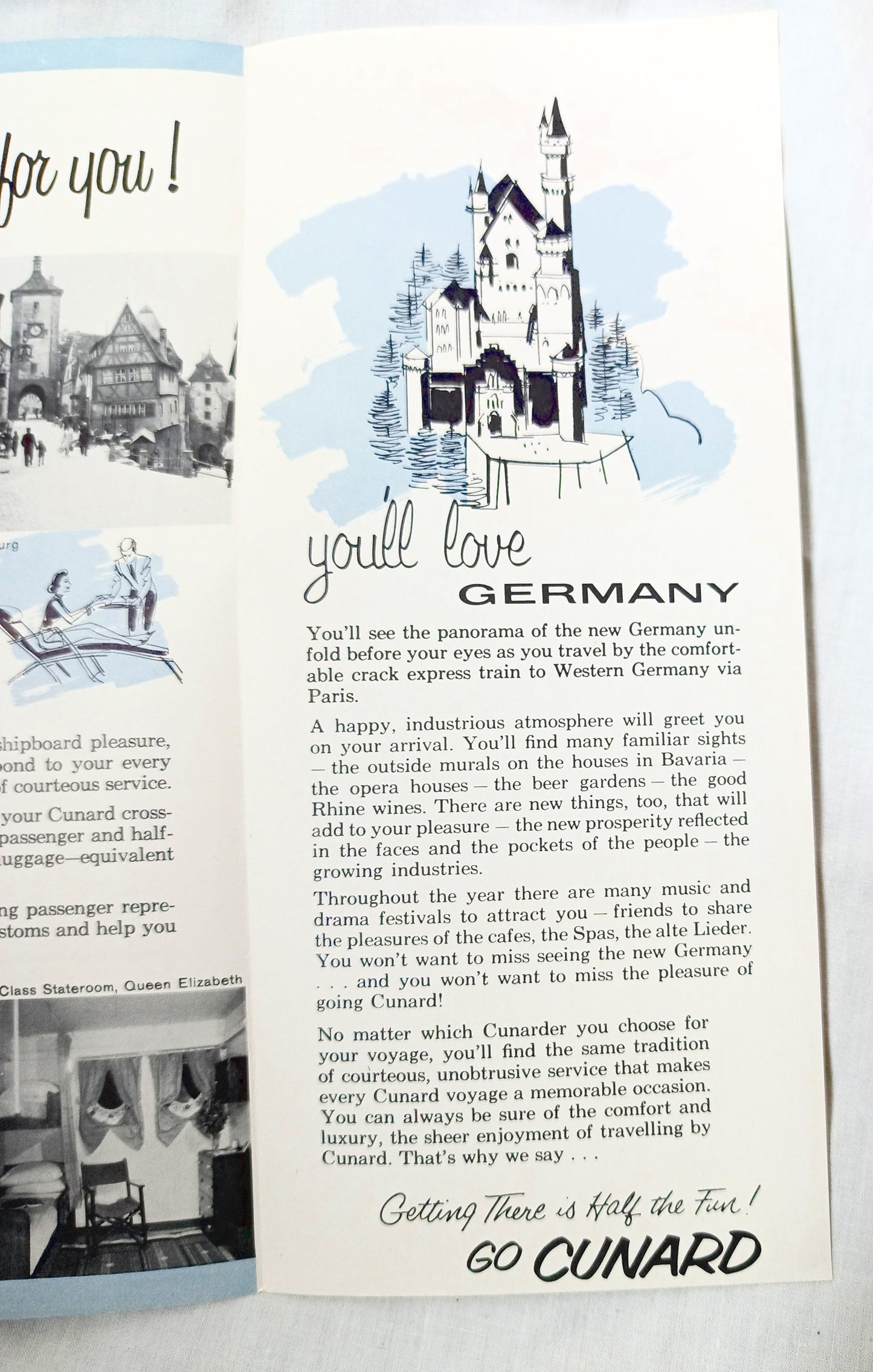 Cunard Line Express Route Germany Brochure Queen Mary Queen Elizabeth - TulipStuff