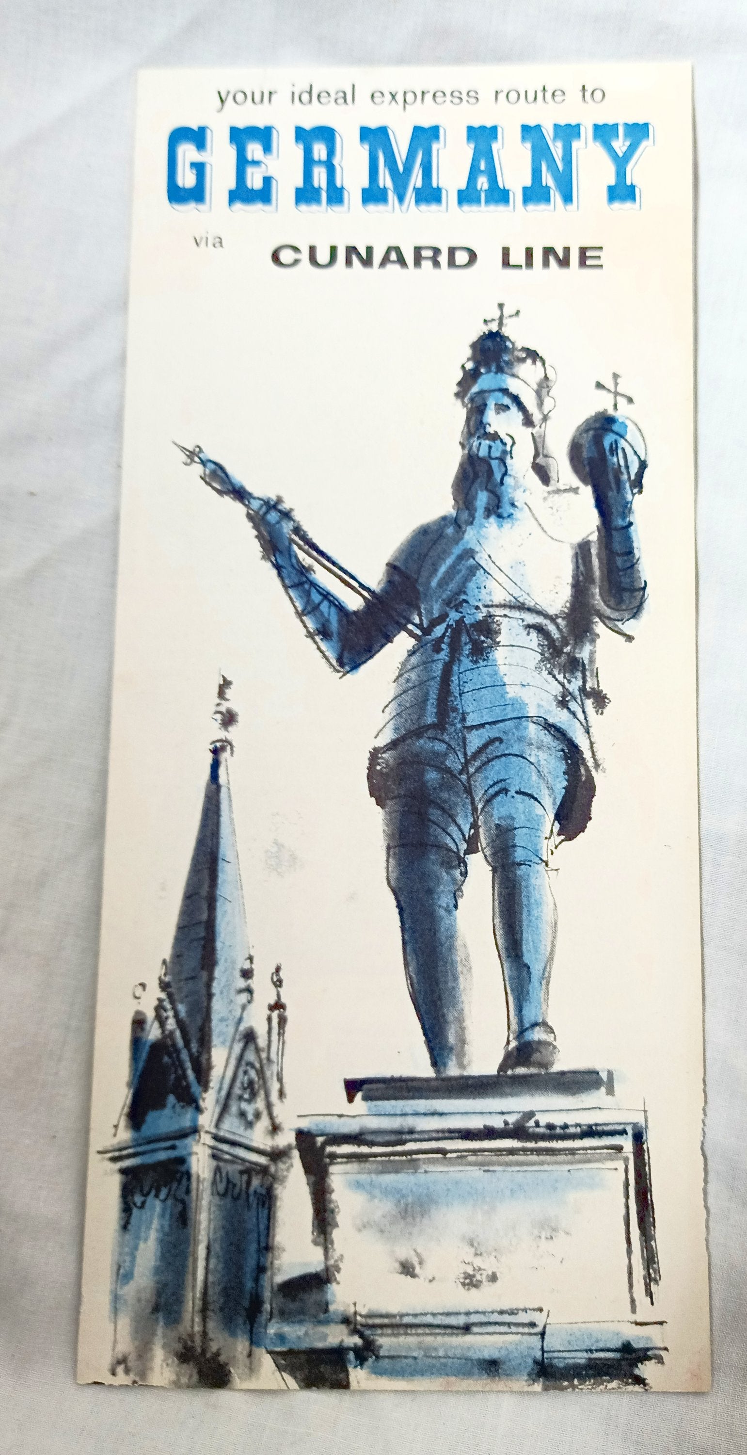 Cunard Line Express Route Germany Brochure Queen Mary Queen Elizabeth - TulipStuff