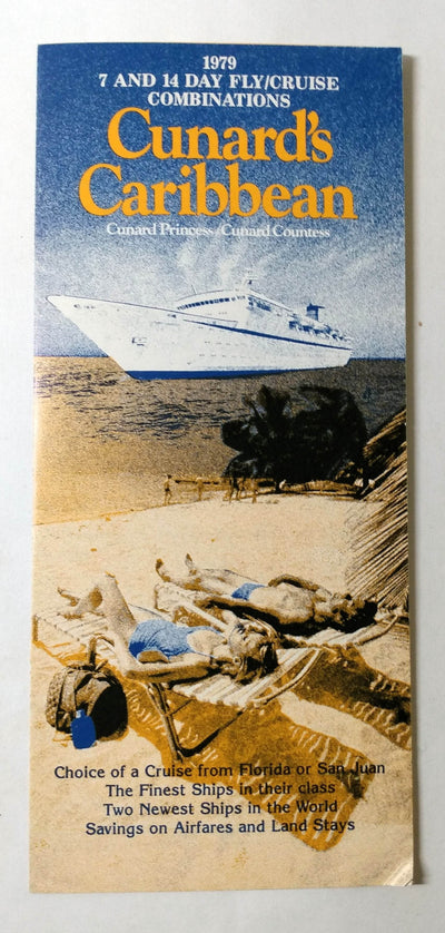 Cunard Countess / Cunard Princess 1979 Caribbean Fly/Cruises Brochure - TulipStuff