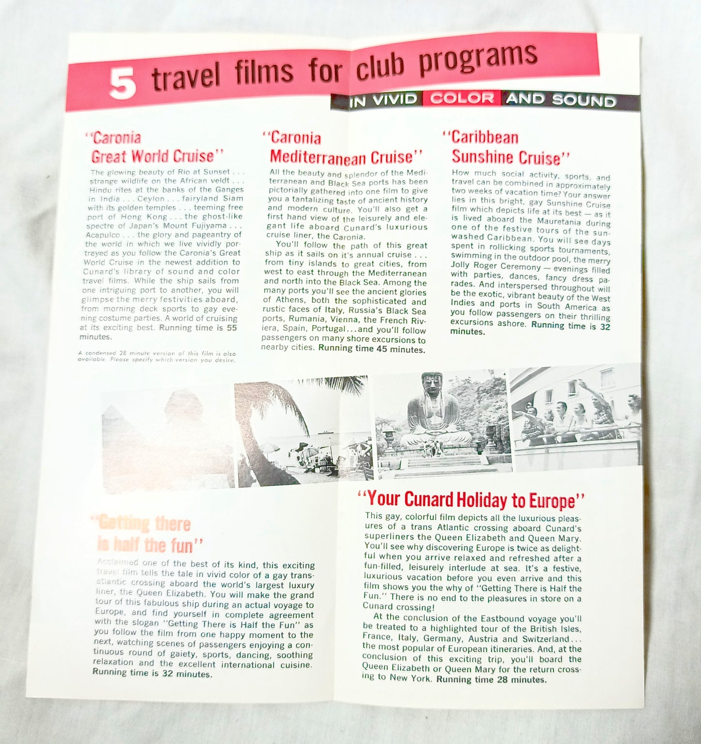 Cunard Line Travel Films Caronia Sterling-Movies USA Brochure 1962 - TulipStuff