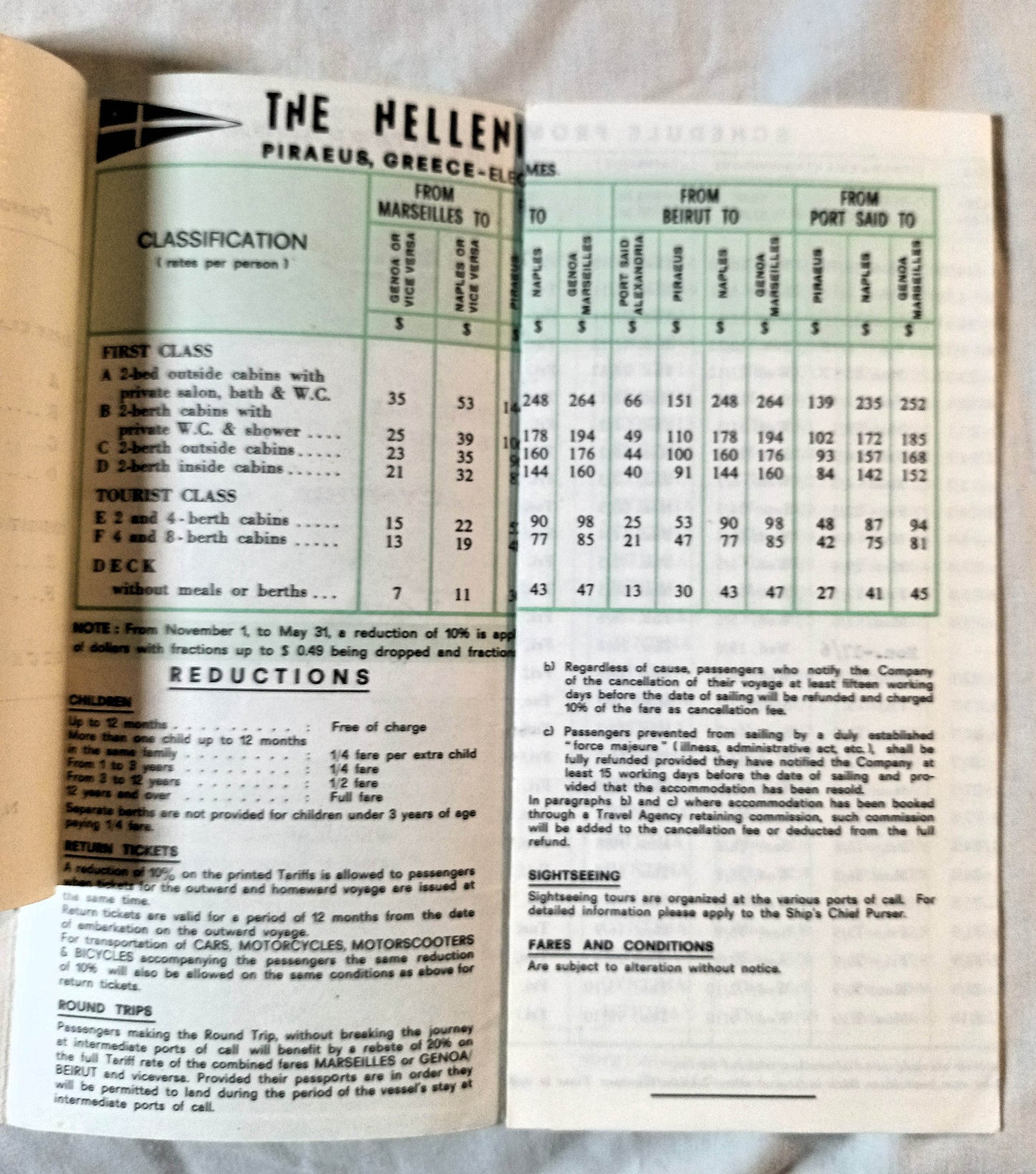 Hellenic Mediterranean Lines ts Cynthia ts Isthmia 1967-68 Brochure - TulipStuff