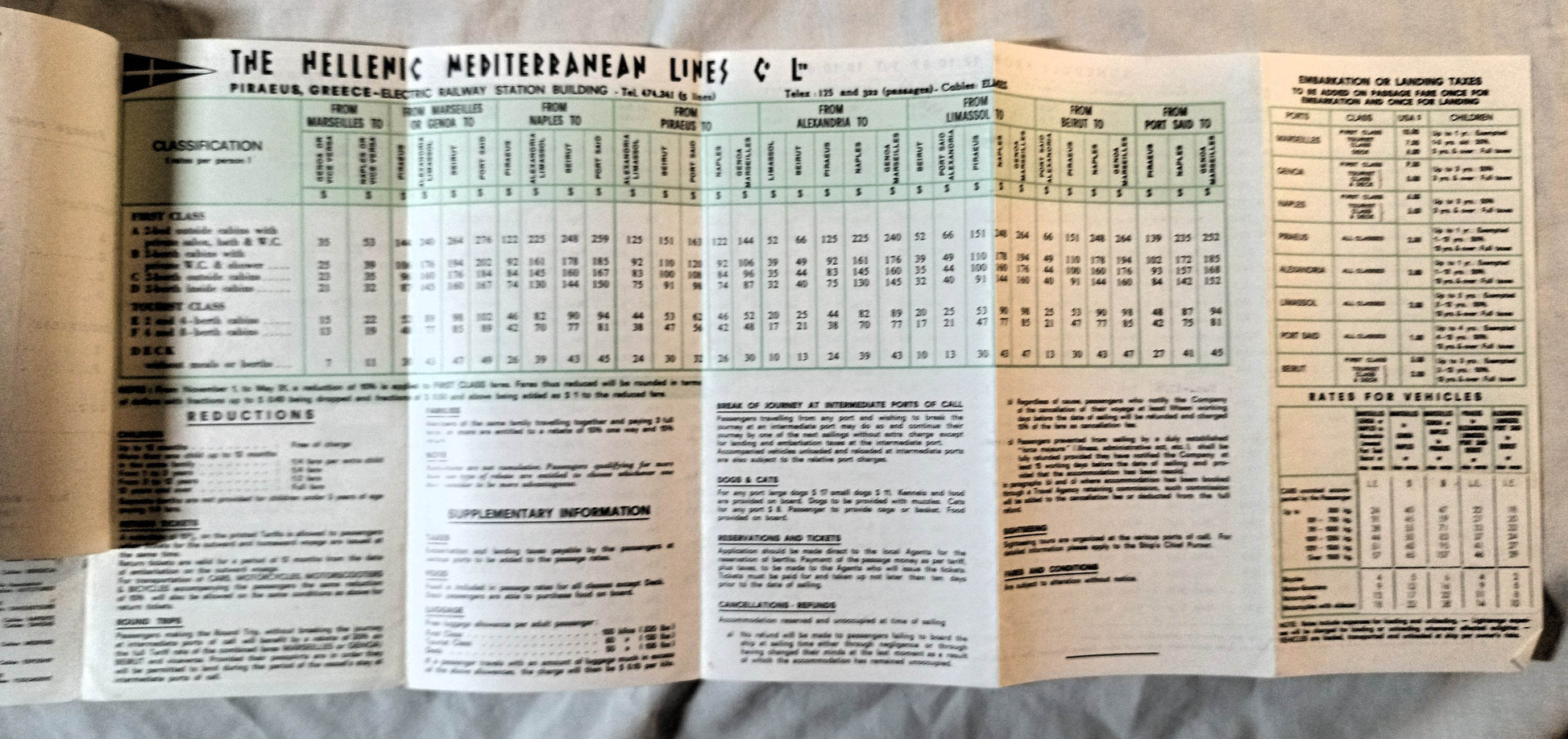 Hellenic Mediterranean Lines ts Cynthia ts Isthmia 1967-68 Brochure - TulipStuff