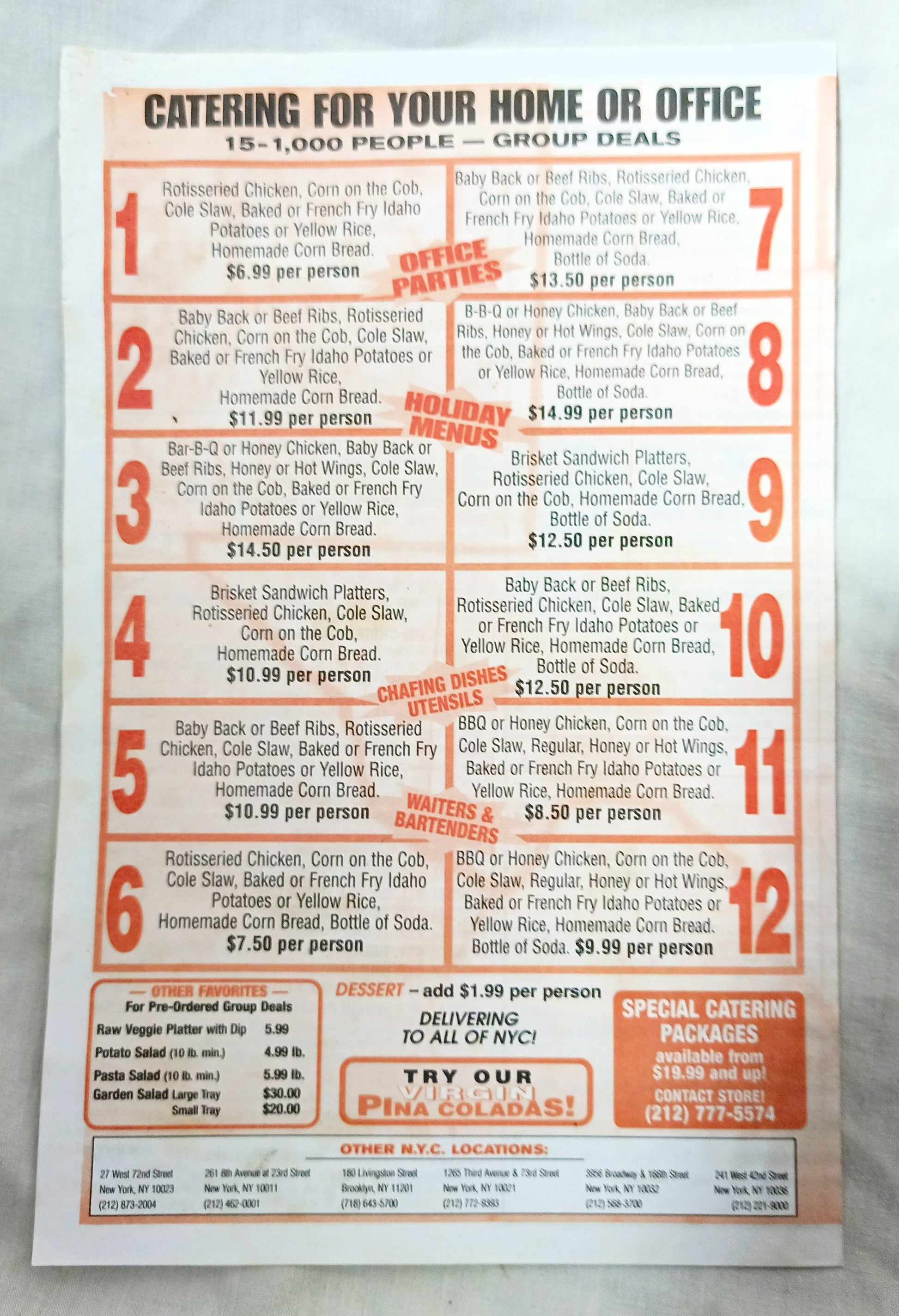Dallas BBQ Restaurant Take Out Menu 2nd Ave East Village NYC 2000's - TulipStuff