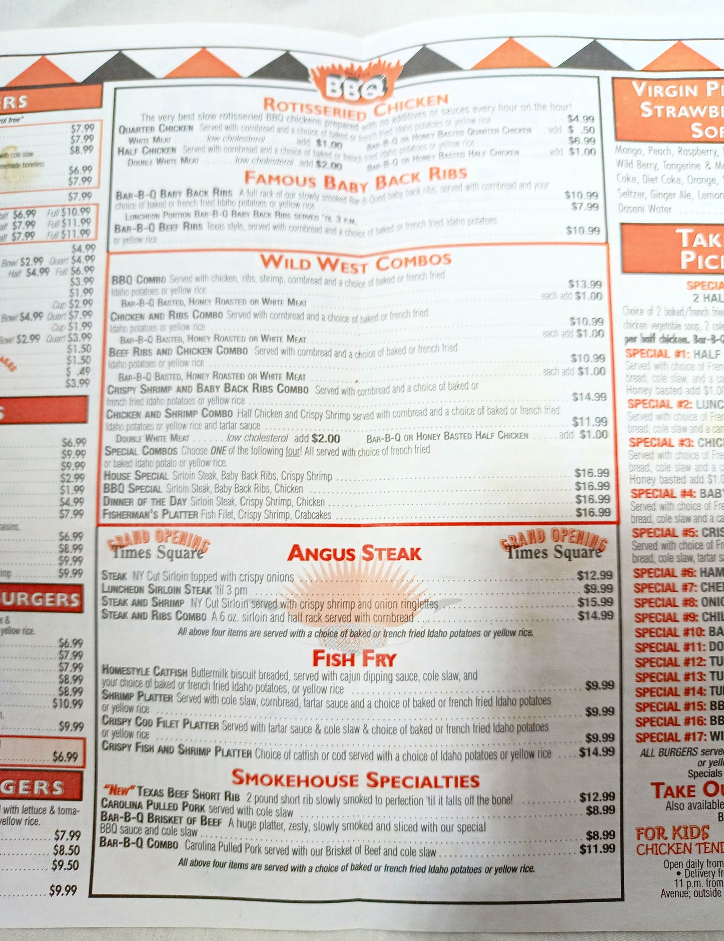 Dallas BBQ Restaurant Take Out Menu 2nd Ave East Village NYC 2000's - TulipStuff