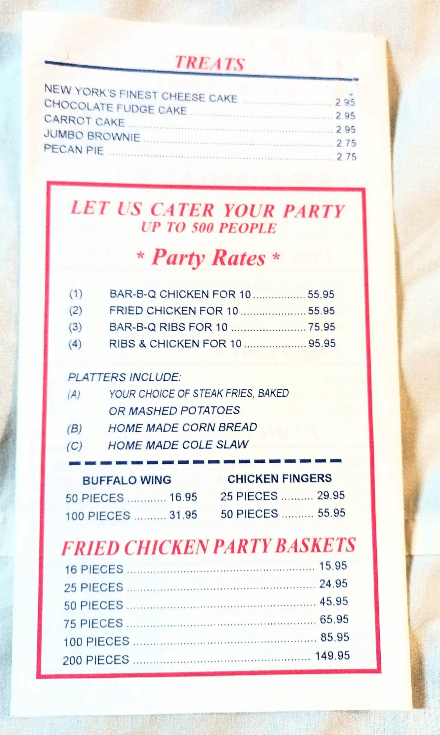 Dallas Jones Bar-B-Q Restaurant Take Out Menu 315 6th Ave NYC 2000 - TulipStuff