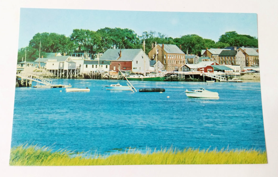 Damariscotta Maine Harbor Scene Boats 1960's Vintage Postcard - TulipStuff