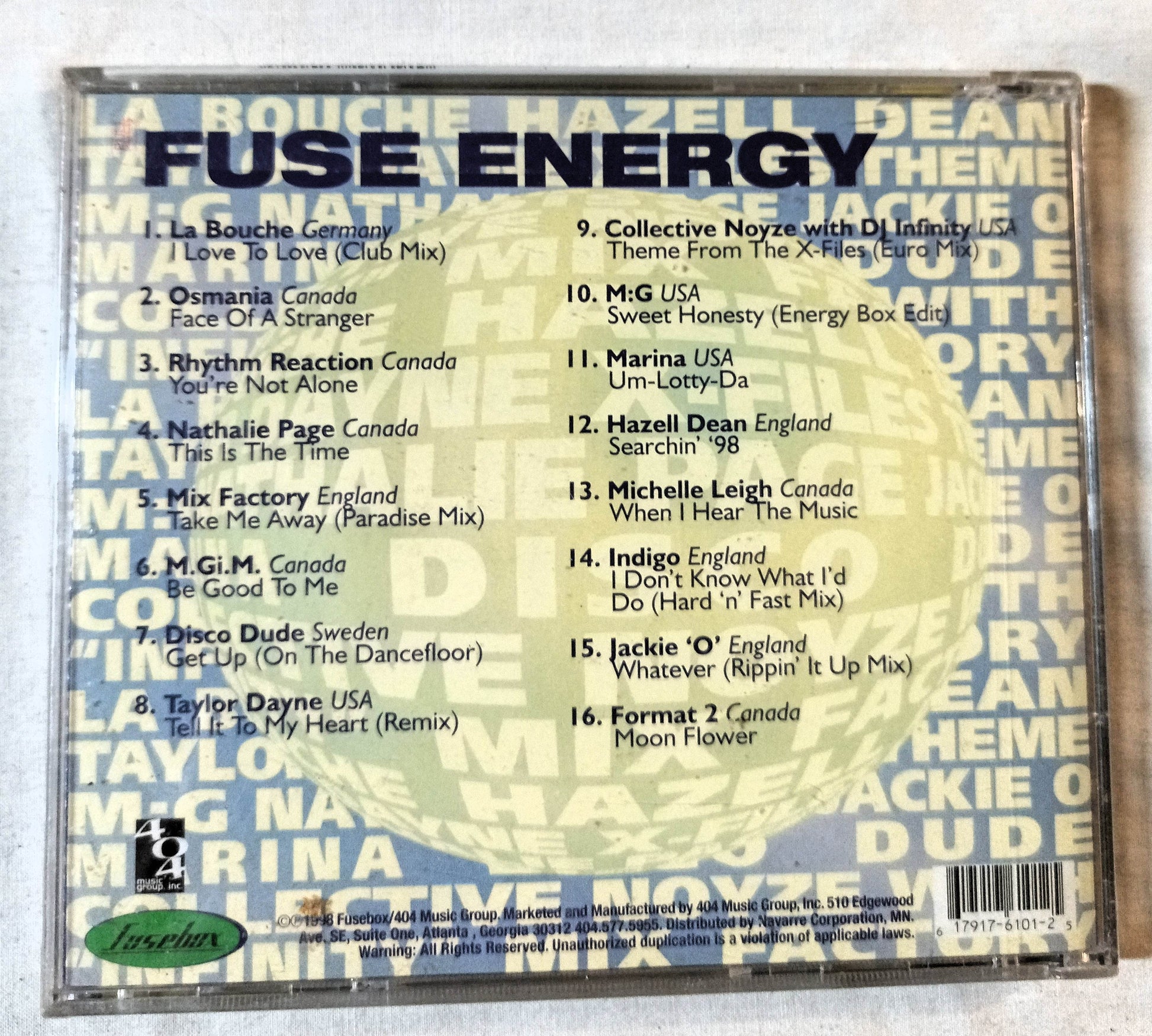 DMA Dance Music Authority Fuse Energy Euro House Comp CD 1998 - TulipStuff