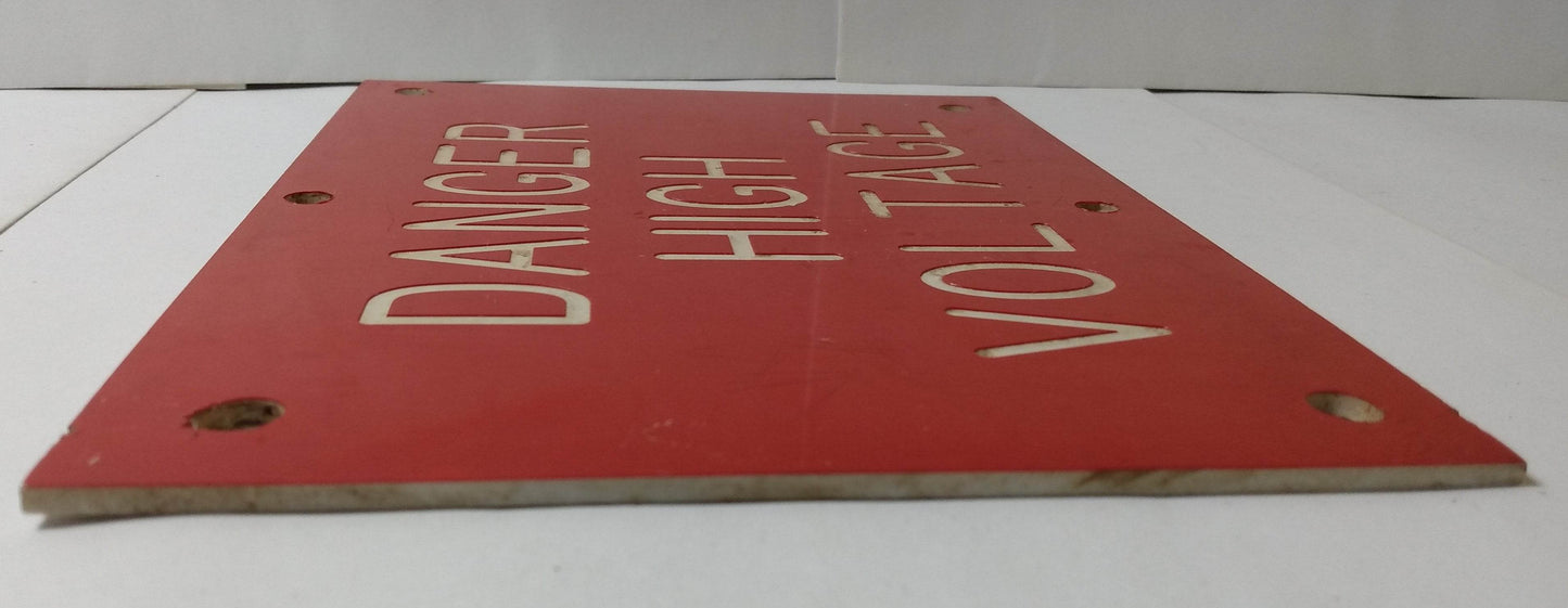 Danger High Voltage 8 x 6 Hard Plastic Vintage 1990's Sign - TulipStuff