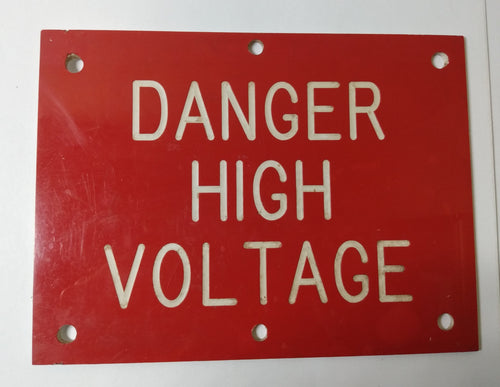 Danger High Voltage 8 x 6 Hard Plastic Vintage 1990's Sign - TulipStuff