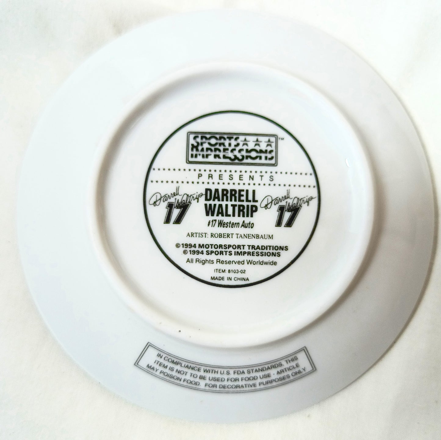 Sports Impressions 1994 Darrell Waltrip #17 Western Auto Collectors Plate - TulipStuff