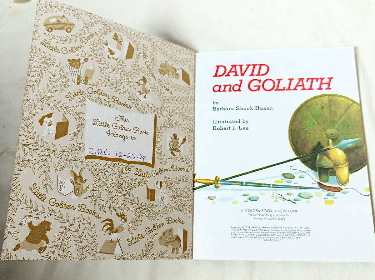 David And Goliath Little Golden Book Barbara Shook Hazen 1993 - TulipStuff