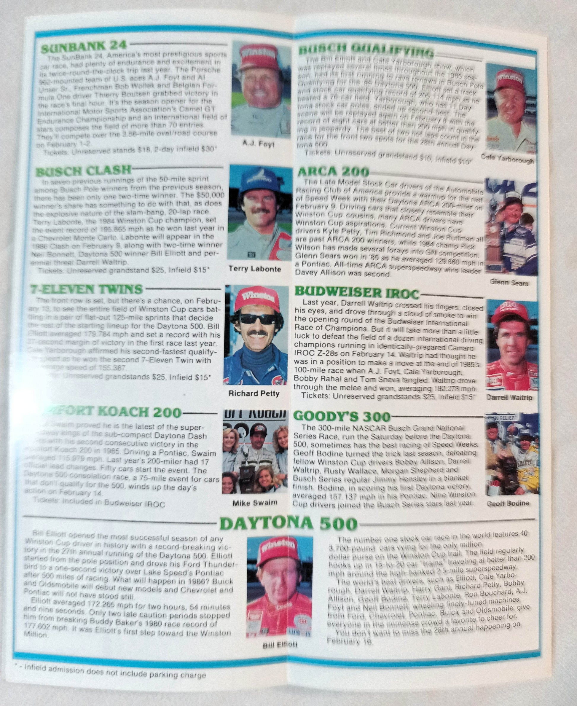 Daytona Speedway Speed Weeks February 1-16 1986 Brochure - TulipStuff