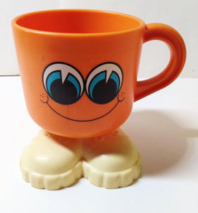 Deka Footsie Tootsie Happy Face Mug With Feet Made In USA 1970's - TulipStuff