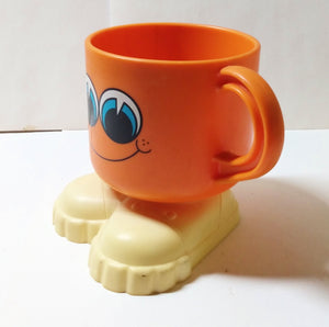 Deka Footsie Tootsie Happy Face Mug With Feet Made In USA 1970's - TulipStuff