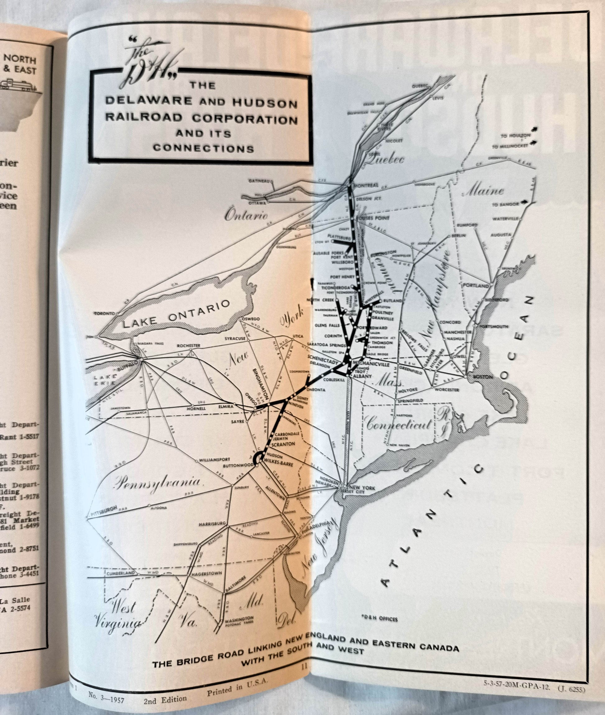 Delaware And Hudson Railroad Timetable 1957 Montreal Ltd Laurentian - TulipStuff