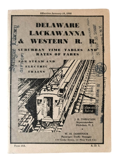 Delaware Lackawanna & Western Railroad Suburban Timetables 1944 - TulipStuff