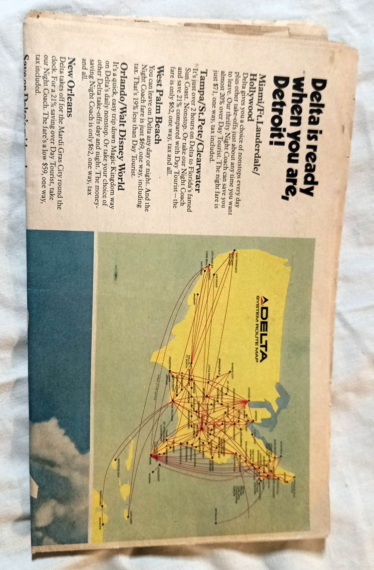 Delta Airlines Dream Vacations Detroit News Newspaper Insert 1973 - TulipStuff