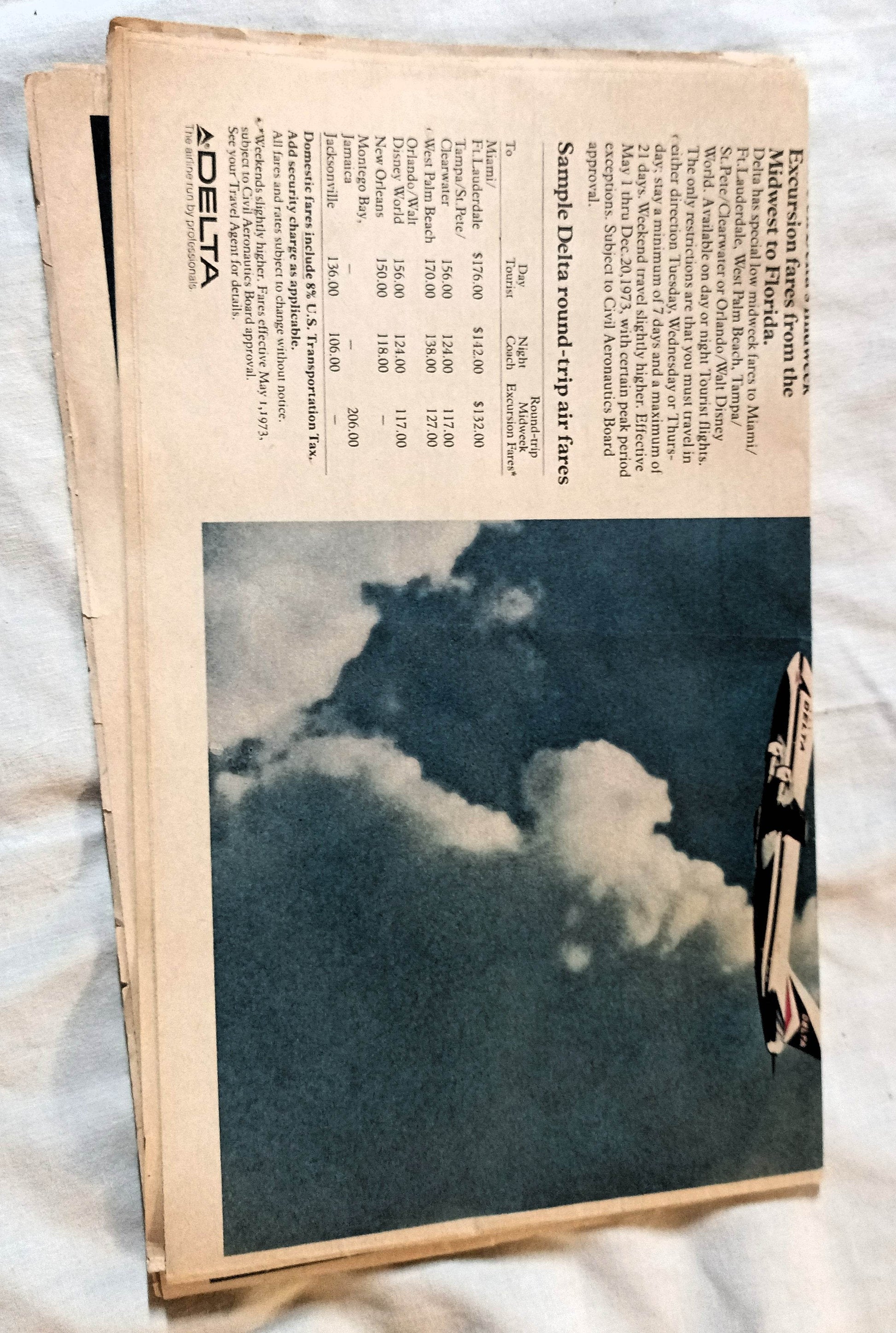 Delta Airlines Dream Vacations Detroit News Newspaper Insert 1973 - TulipStuff