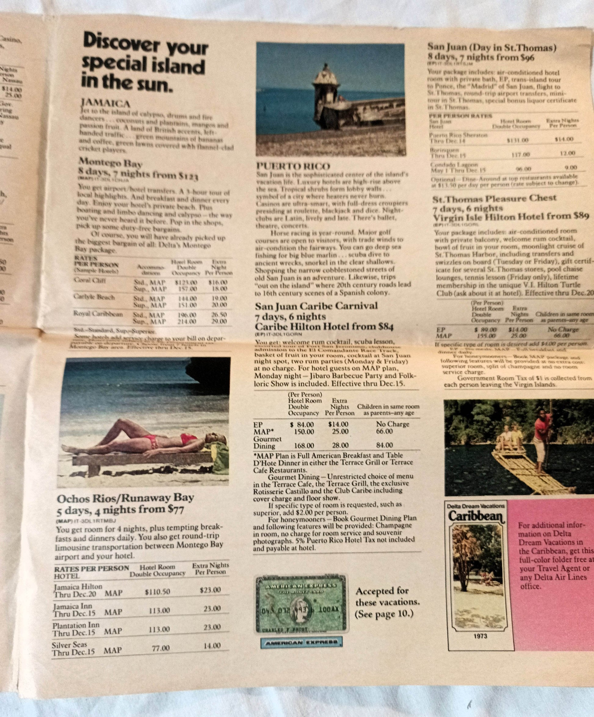 Delta Airlines Dream Vacations Detroit News Newspaper Insert 1973 - TulipStuff