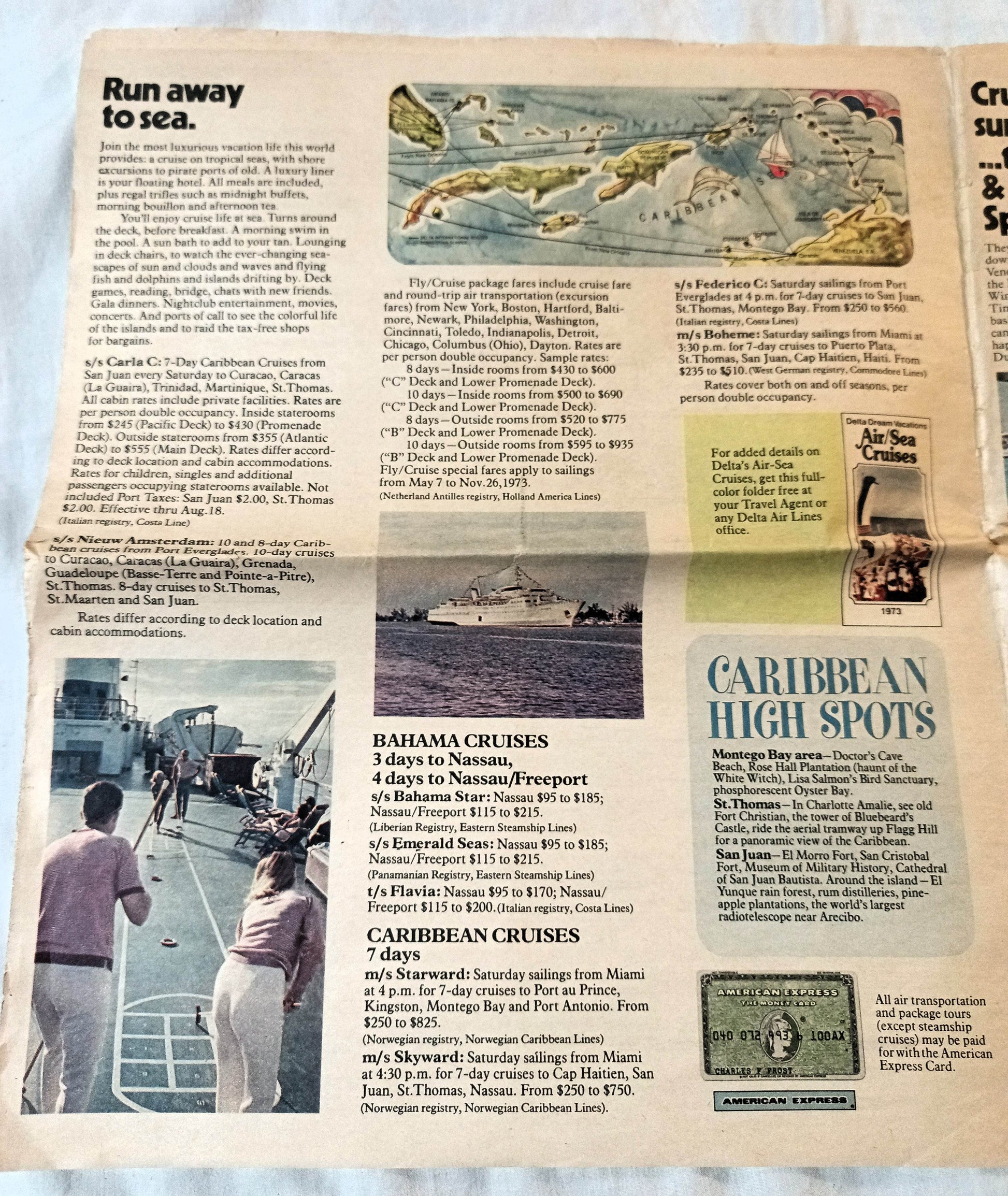 Delta Airlines Dream Vacations Detroit News Newspaper Insert 1973 - TulipStuff