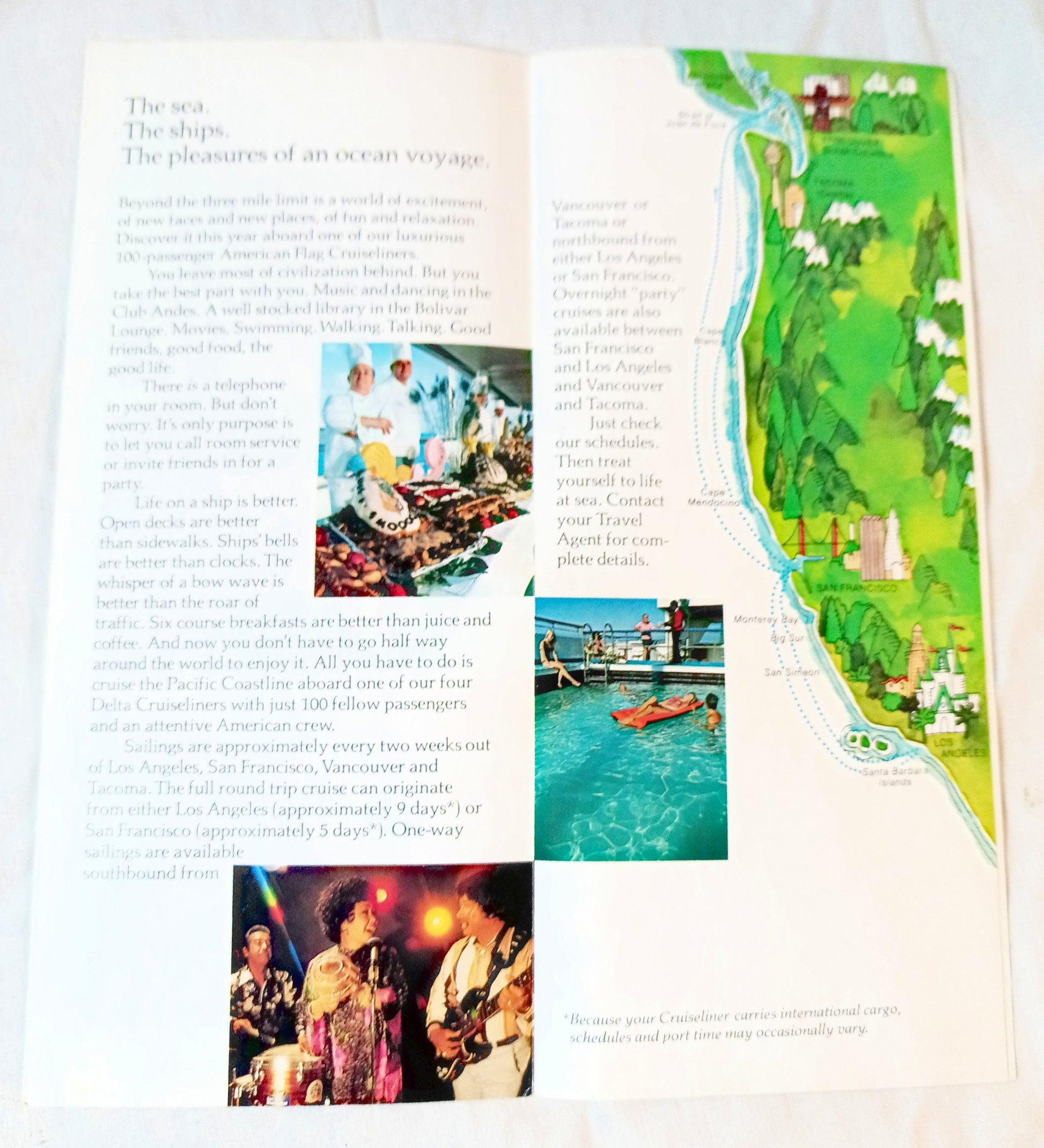 Delta Line 1979-80 Pacific Coastal Cruises Brochure US Flag Cargoliners - TulipStuff