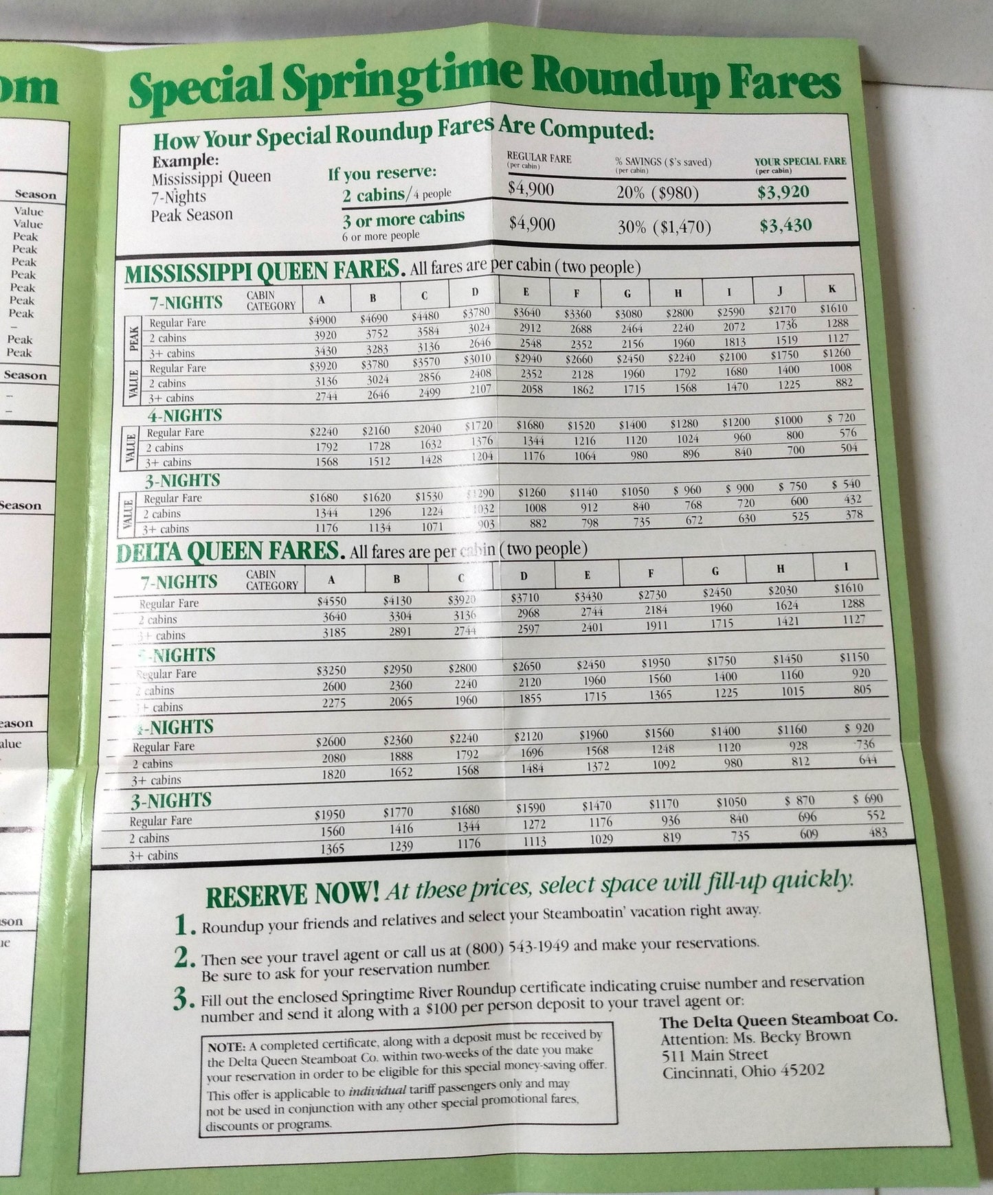 Delta Queen / Mississippi Queen Spring 1984 Steamboat River Cruises - TulipStuff