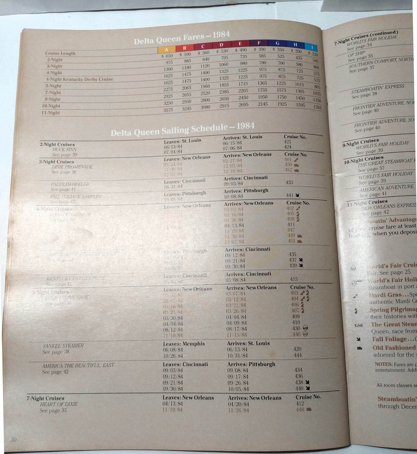 Delta Queen Steamboat Mississippi Queen 1984 World's Fair Cruise Brochure - TulipStuff