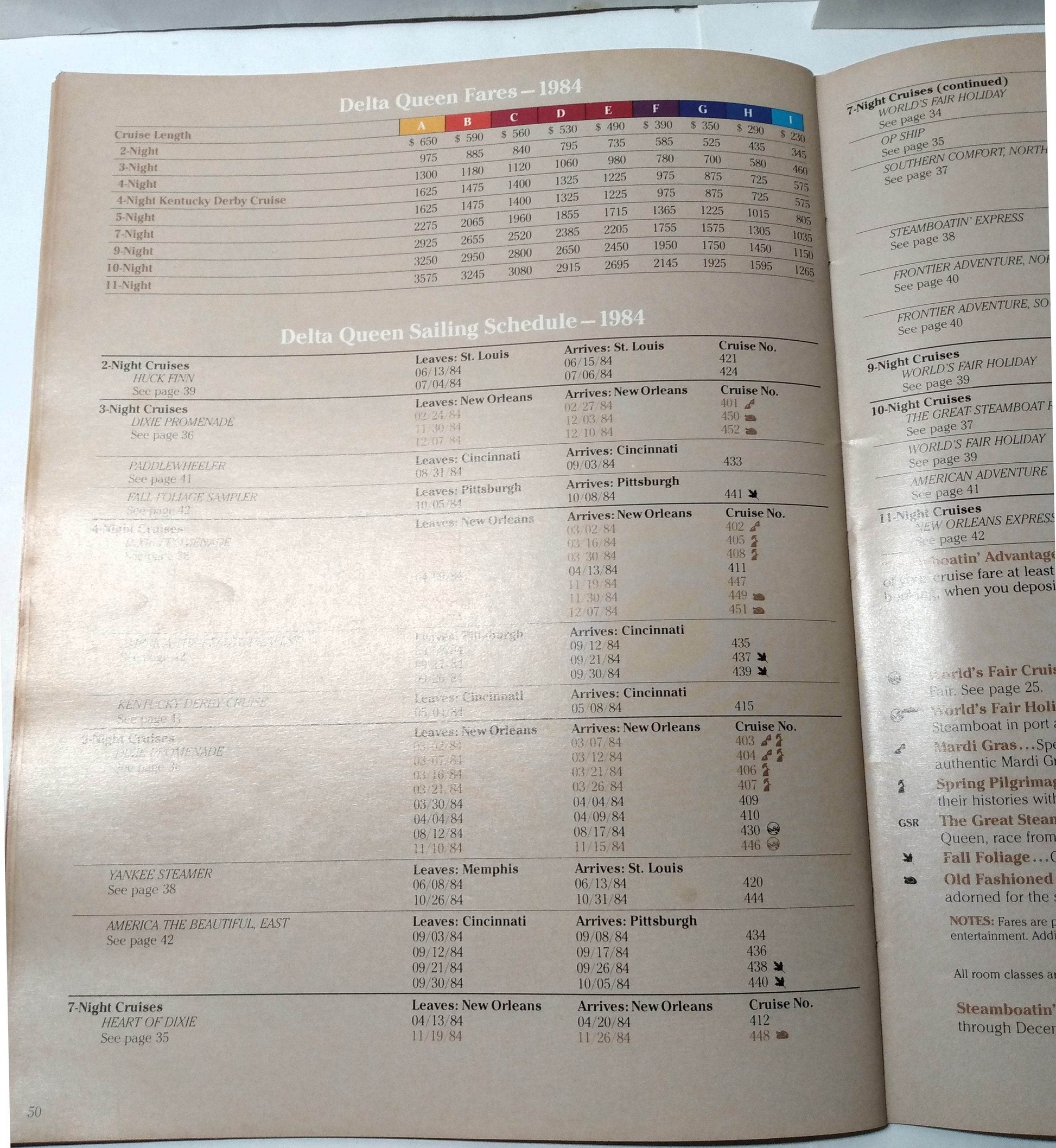 Delta Queen Steamboat Mississippi Queen 1984 World's Fair Cruise Brochure - TulipStuff