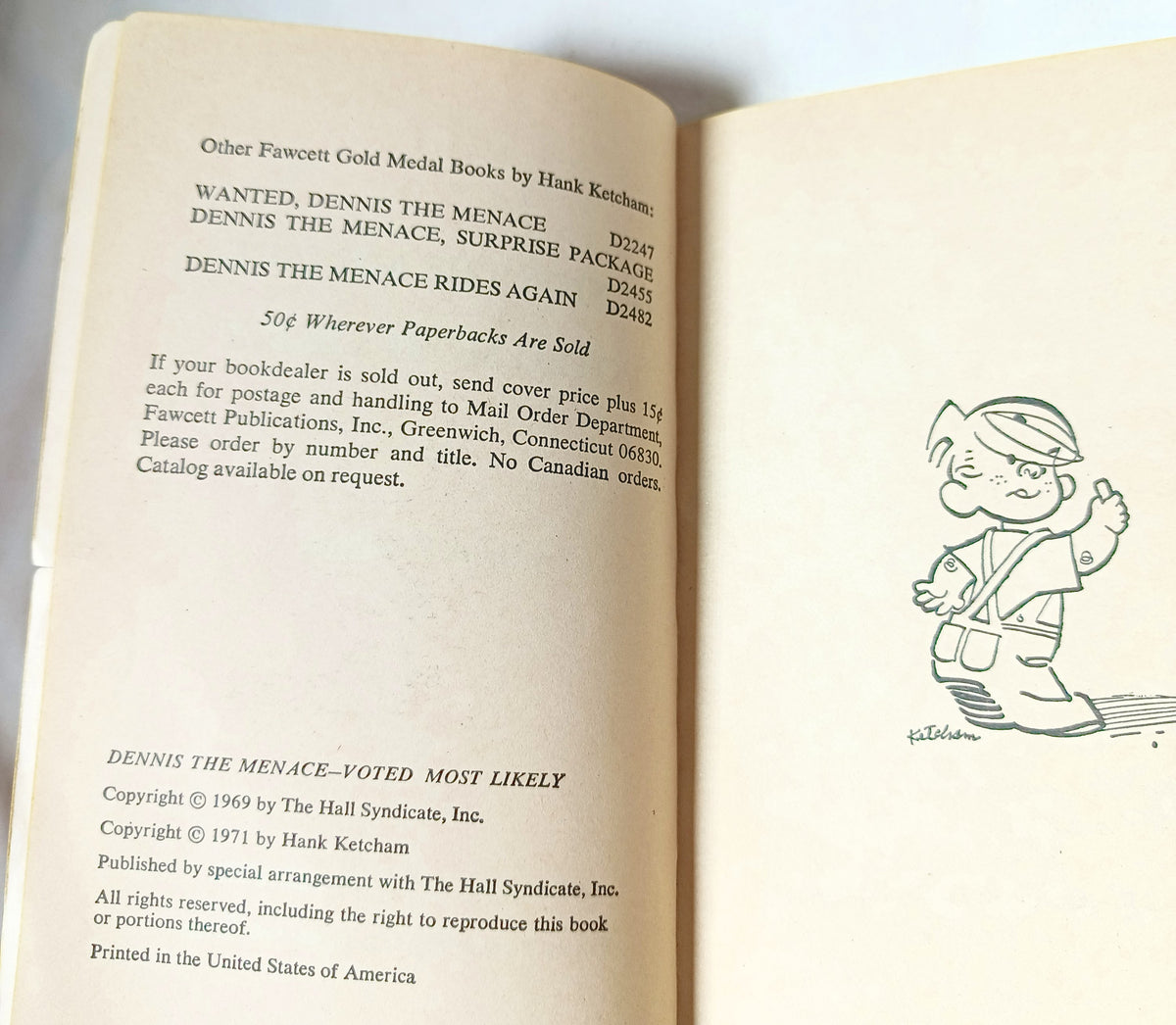 Dennis The Menace Voted Most Likely Hank Ketcham Paperback 1971 - TulipStuff
